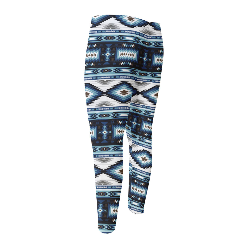 Blue Native Navajo Print Men's Compression Pants