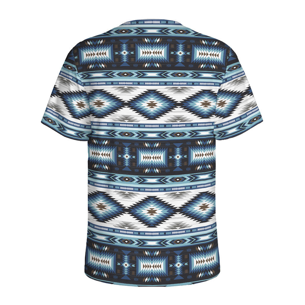 Blue Native Navajo Print Men's Sports T-Shirt