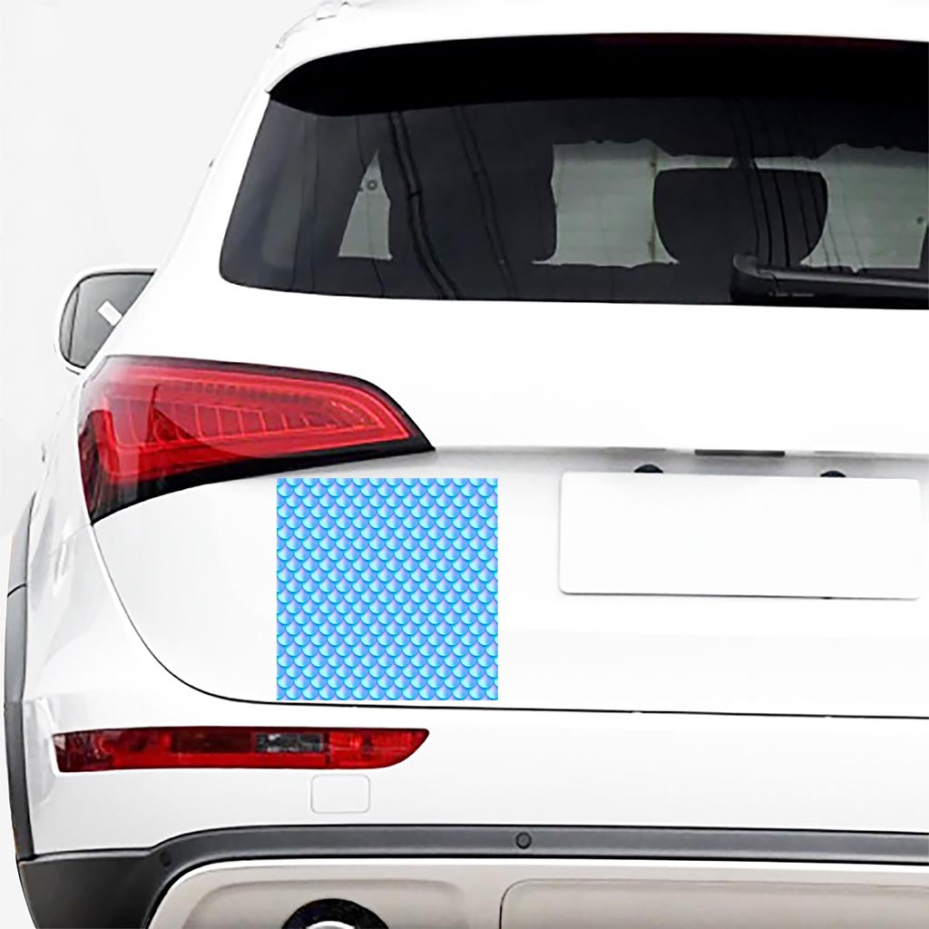 Blue Neon Mermaid Scales Pattern Print Car Sticker