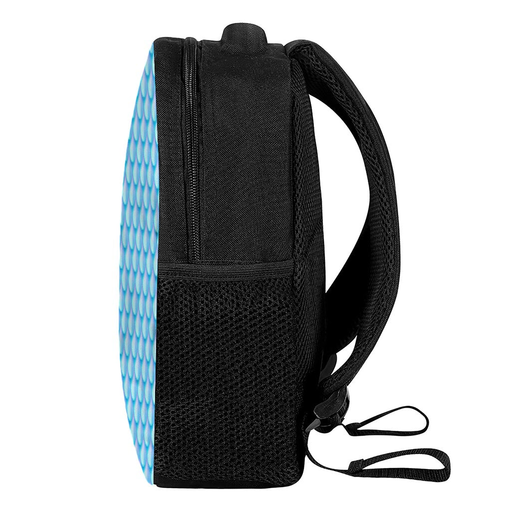 Blue Neon Mermaid Scales Pattern Print Casual Backpack