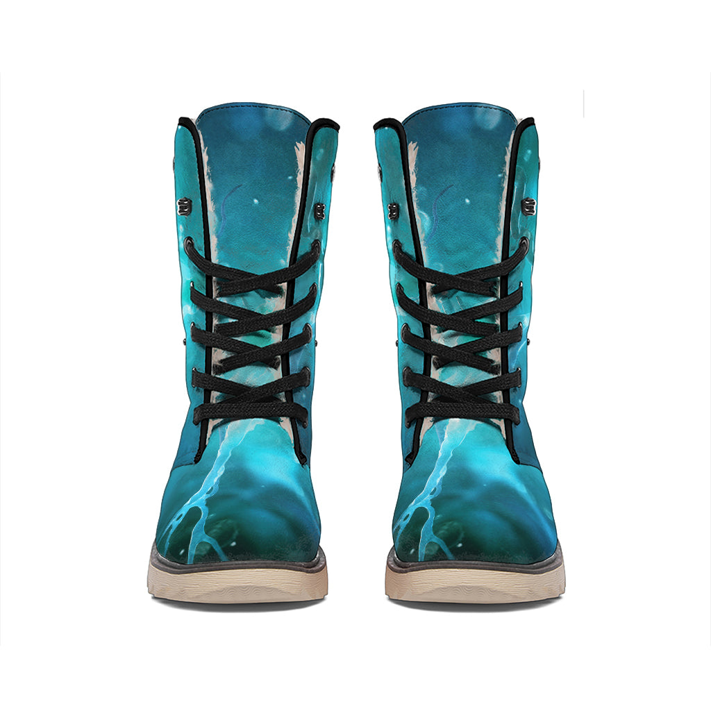 Blue Neurons In The Brain Print Winter Boots