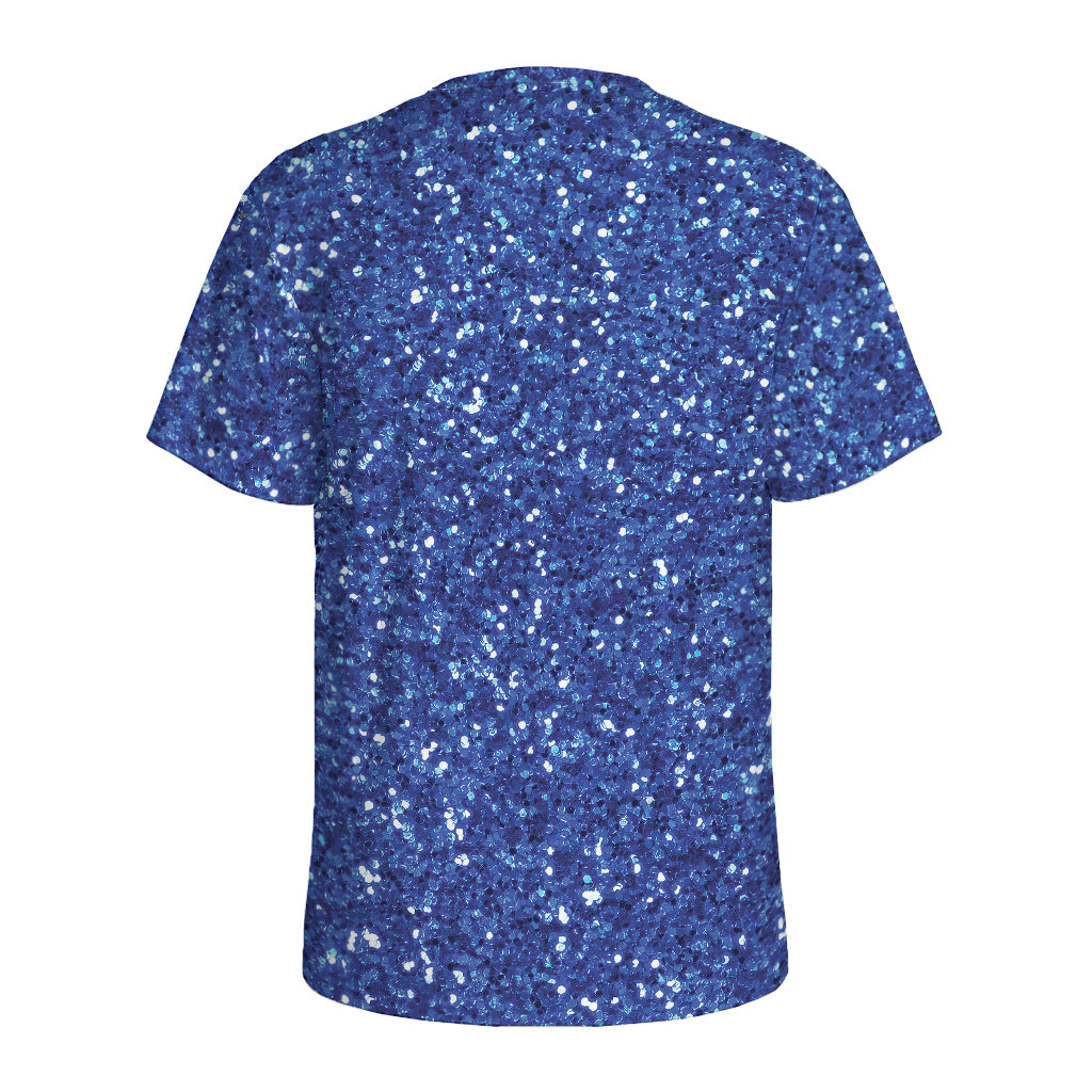 Blue (NOT Real) Glitter Print Men's Sports T-Shirt