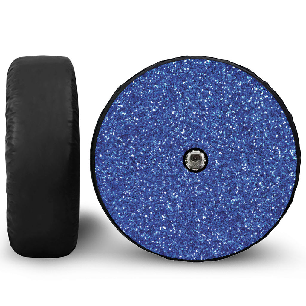 Blue (NOT Real) Glitter Print Tire Cover With Camera Hole