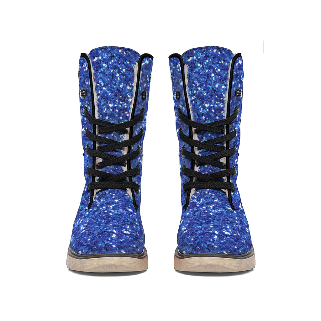 Blue (NOT Real) Glitter Print Winter Boots