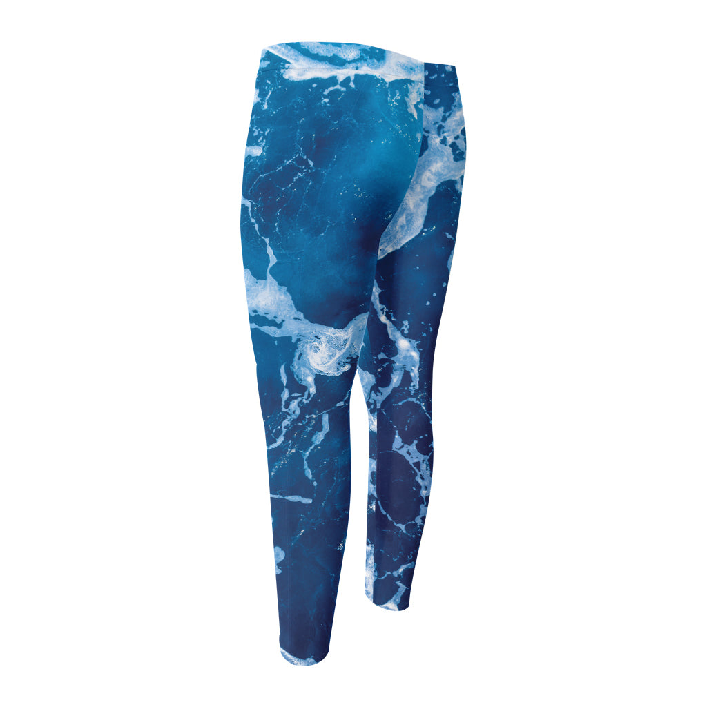 Blue Ocean Print Men's Compression Pants