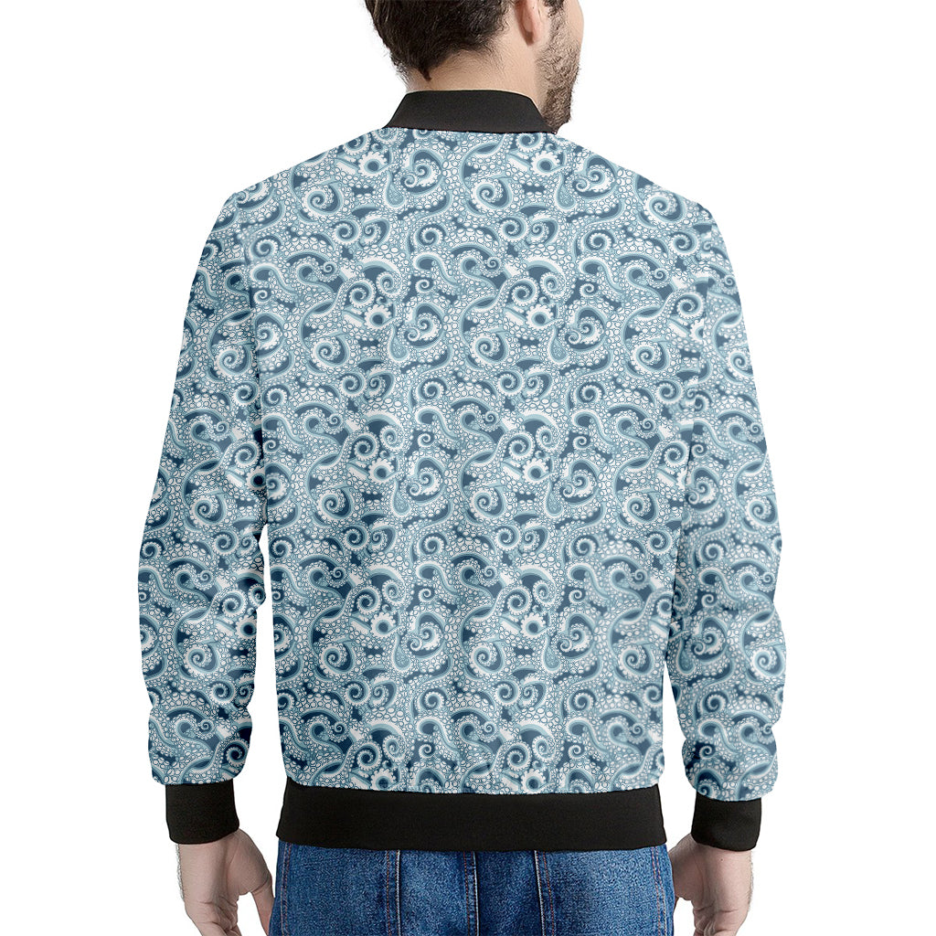 Blue Octopus Tentacles Pattern Print Men's Bomber Jacket