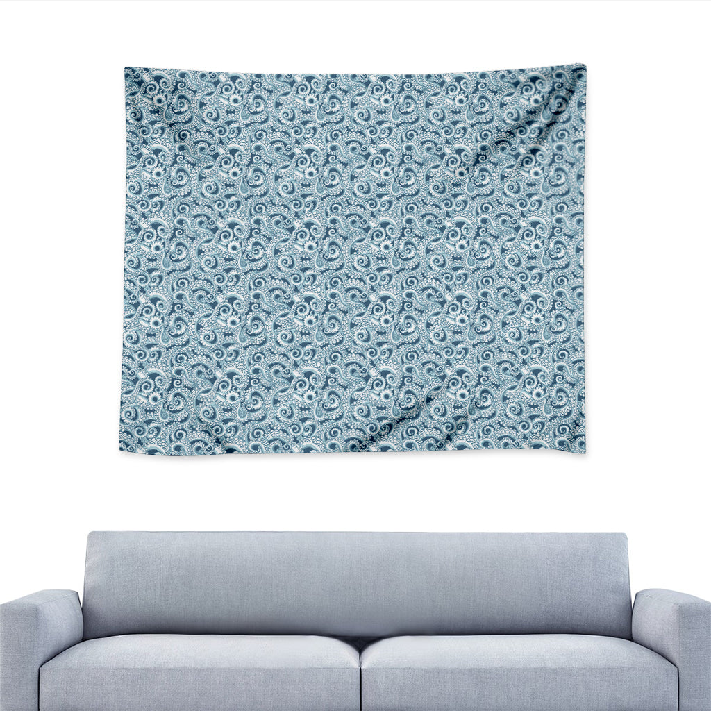 Blue Octopus Tentacles Pattern Print Tapestry