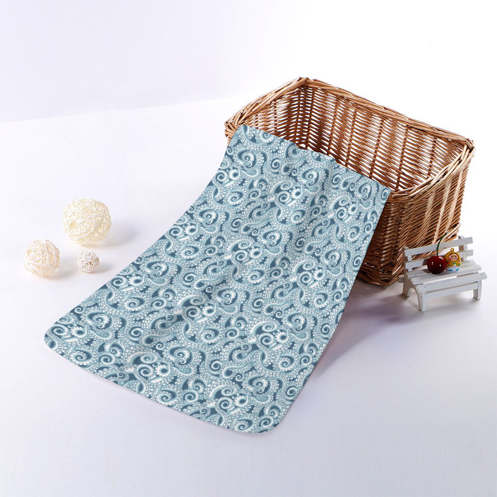 Blue Octopus Tentacles Pattern Print Towel