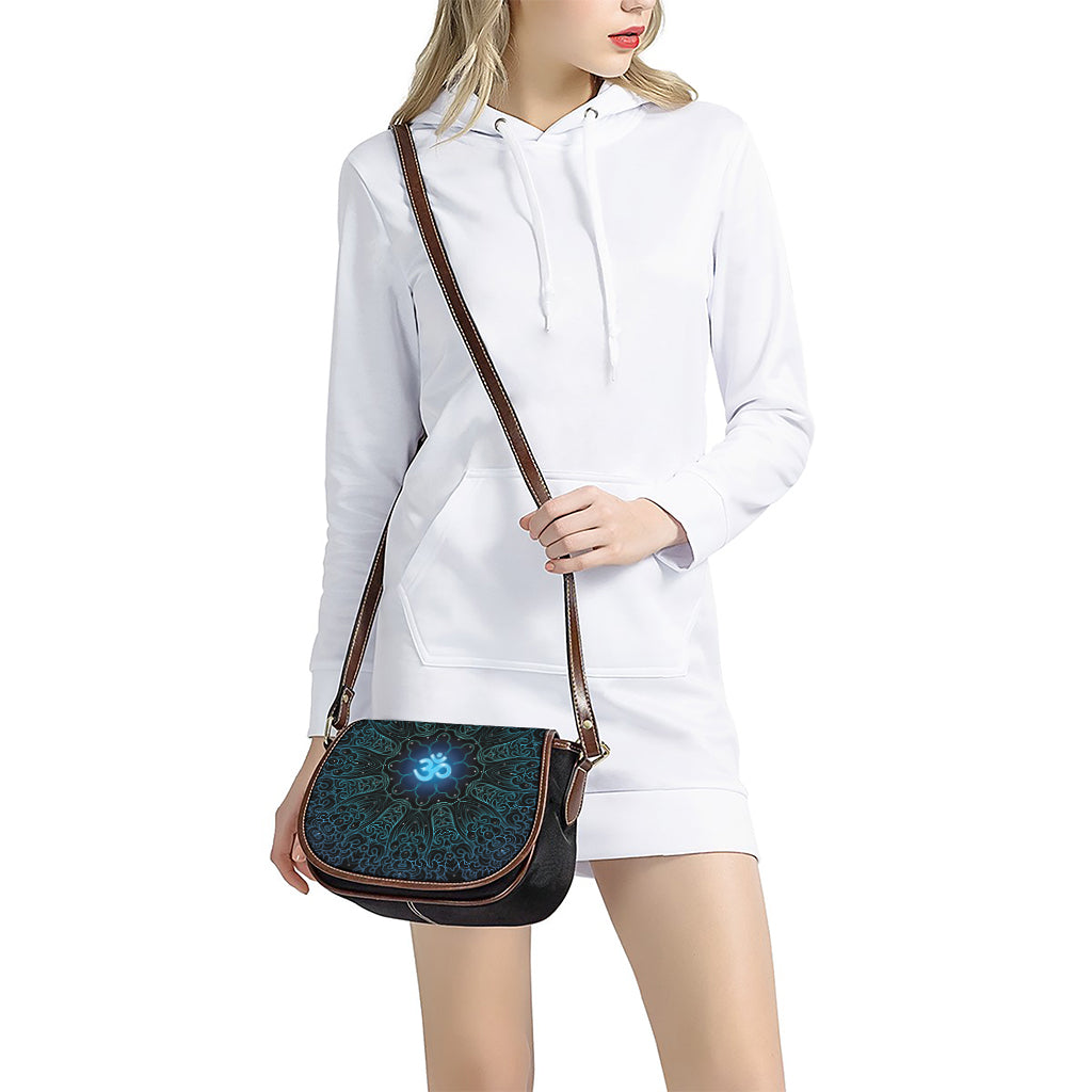 Blue Om Mandala Print Saddle Bag