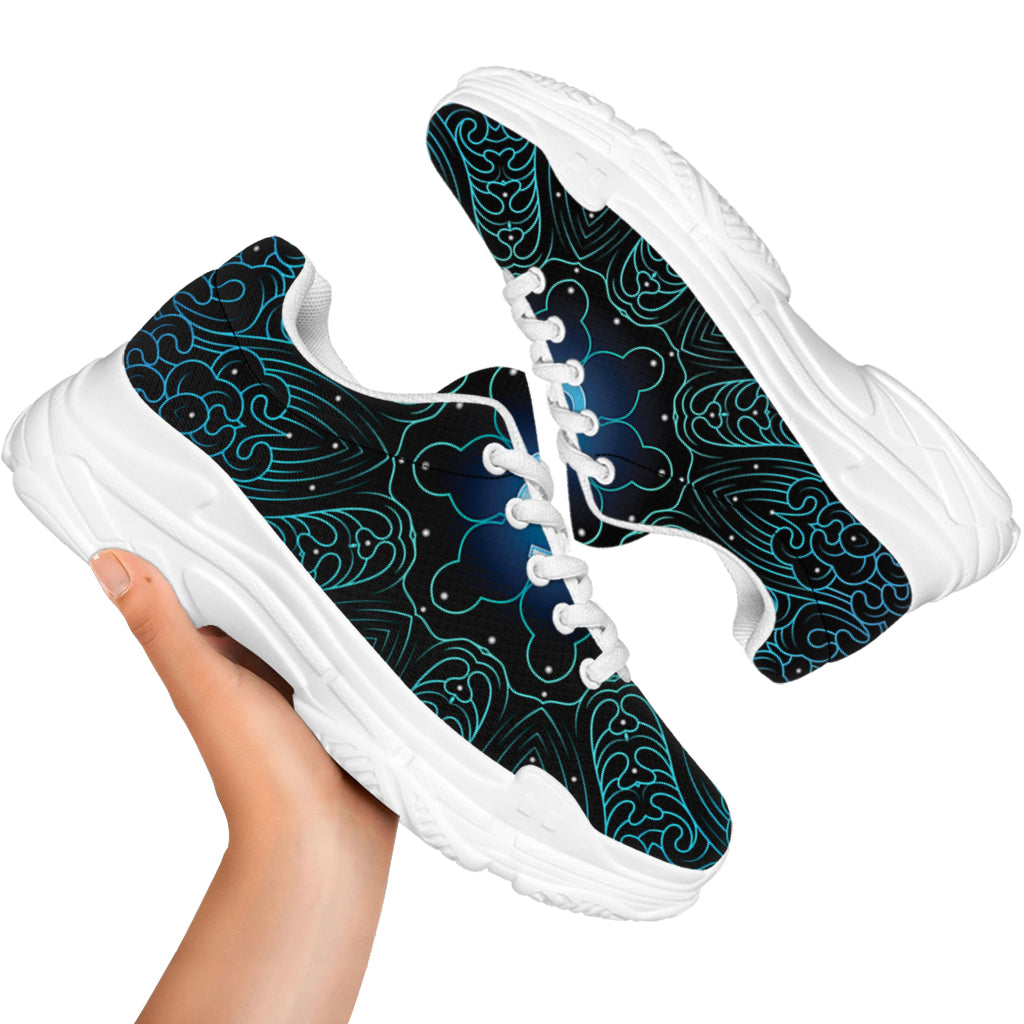 Blue Om Mandala Print White Chunky Shoes