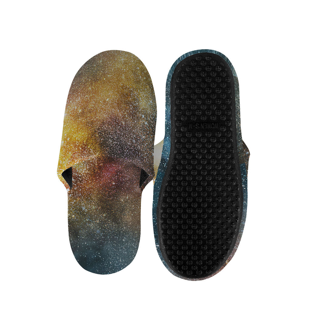 Blue Orange Stardust Galaxy Space Print Slippers