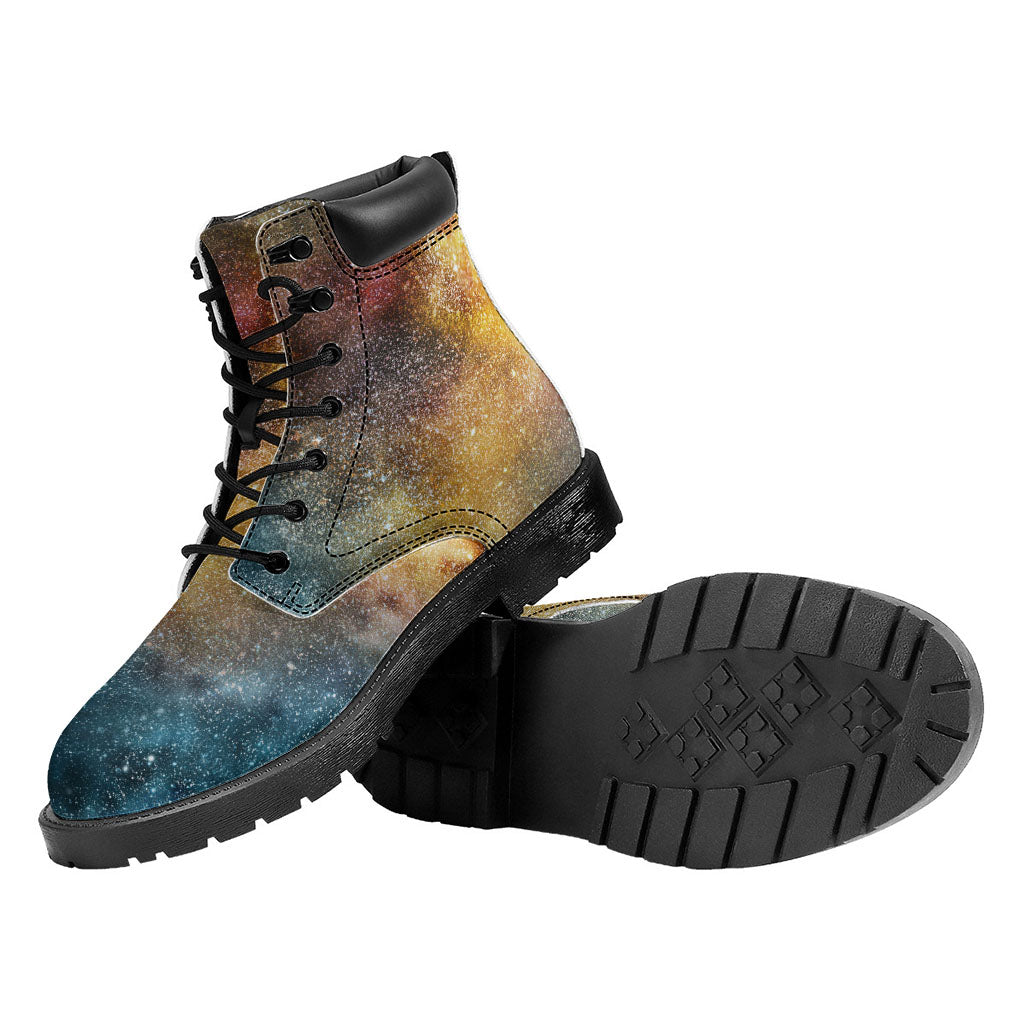 Blue Orange Stardust Galaxy Space Print Work Boots
