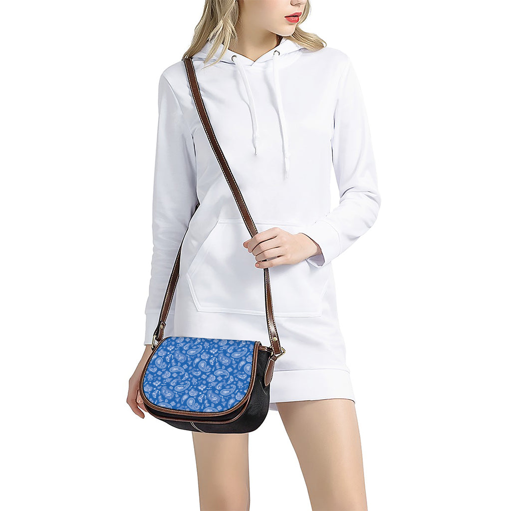 Blue Paisley Bandana Pattern Print Saddle Bag