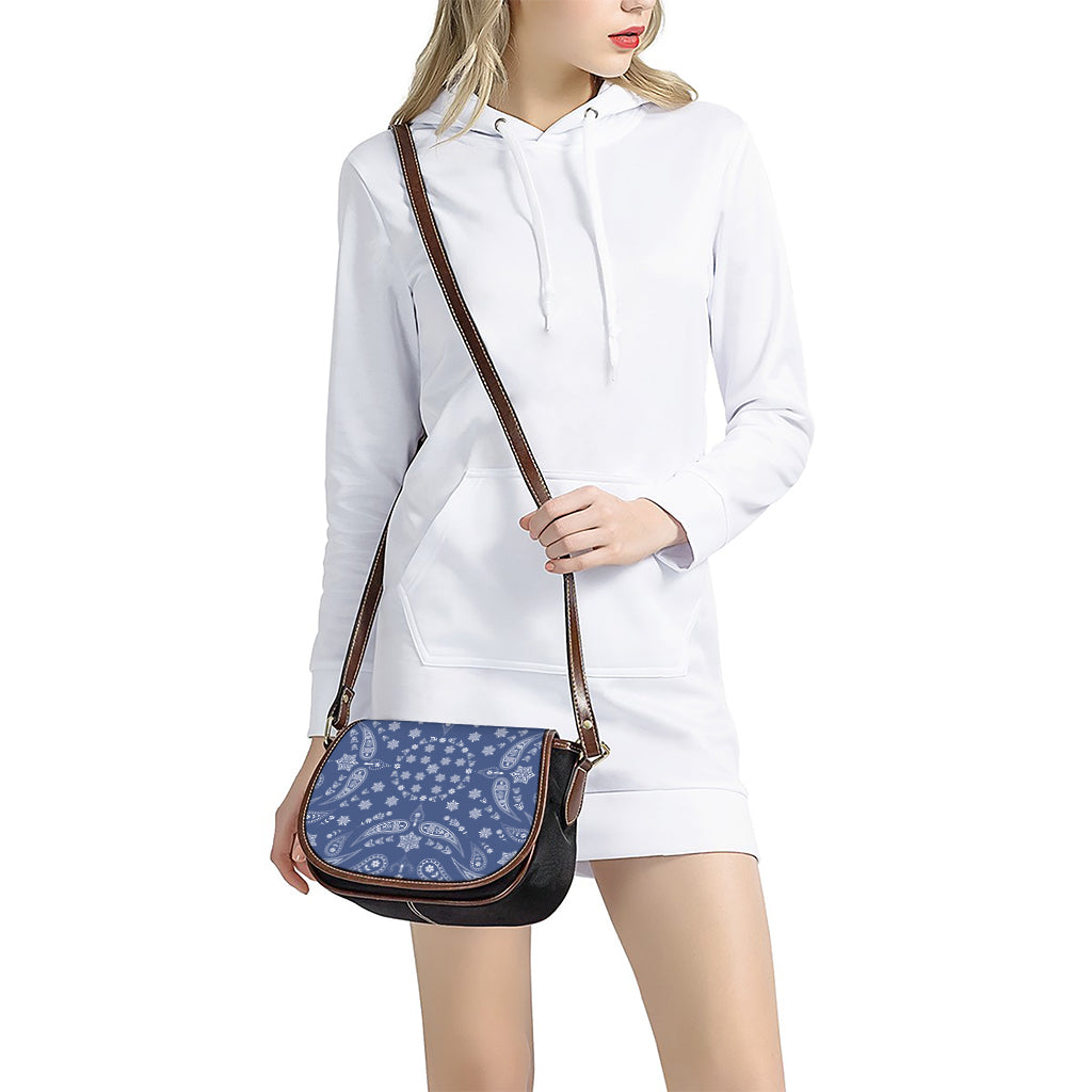 Blue Paisley Bandana Print Saddle Bag