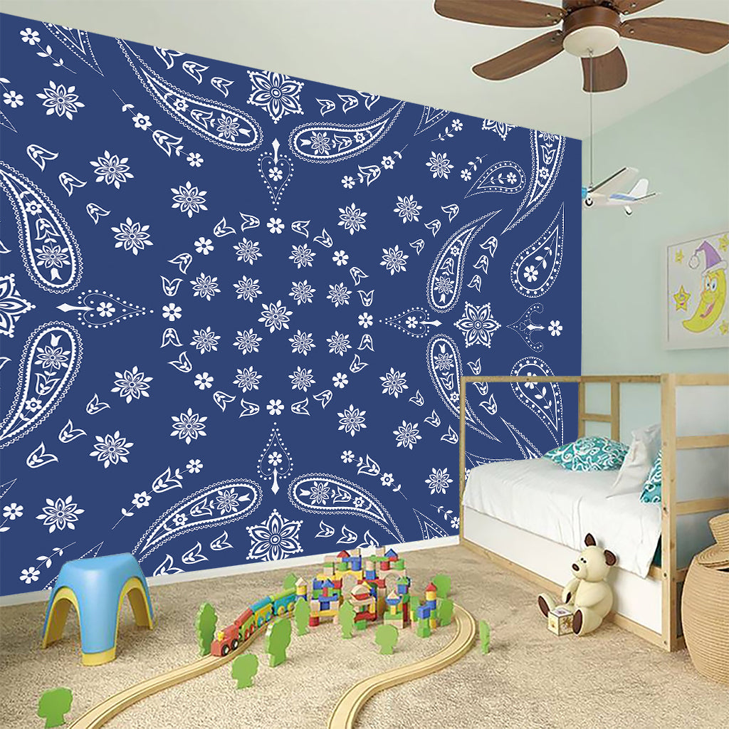 Blue Paisley Bandana Print Wall Sticker
