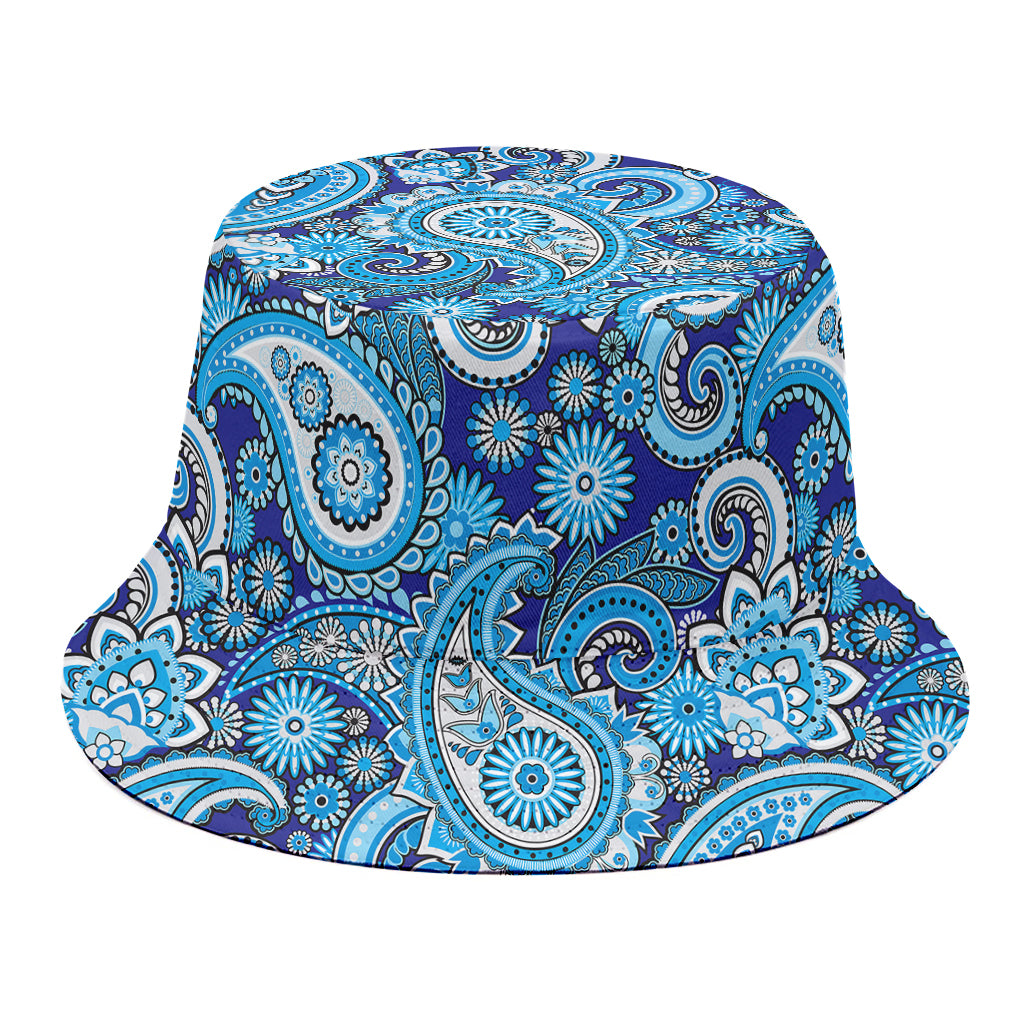 Blue Paisley Pattern Print Bucket Hat