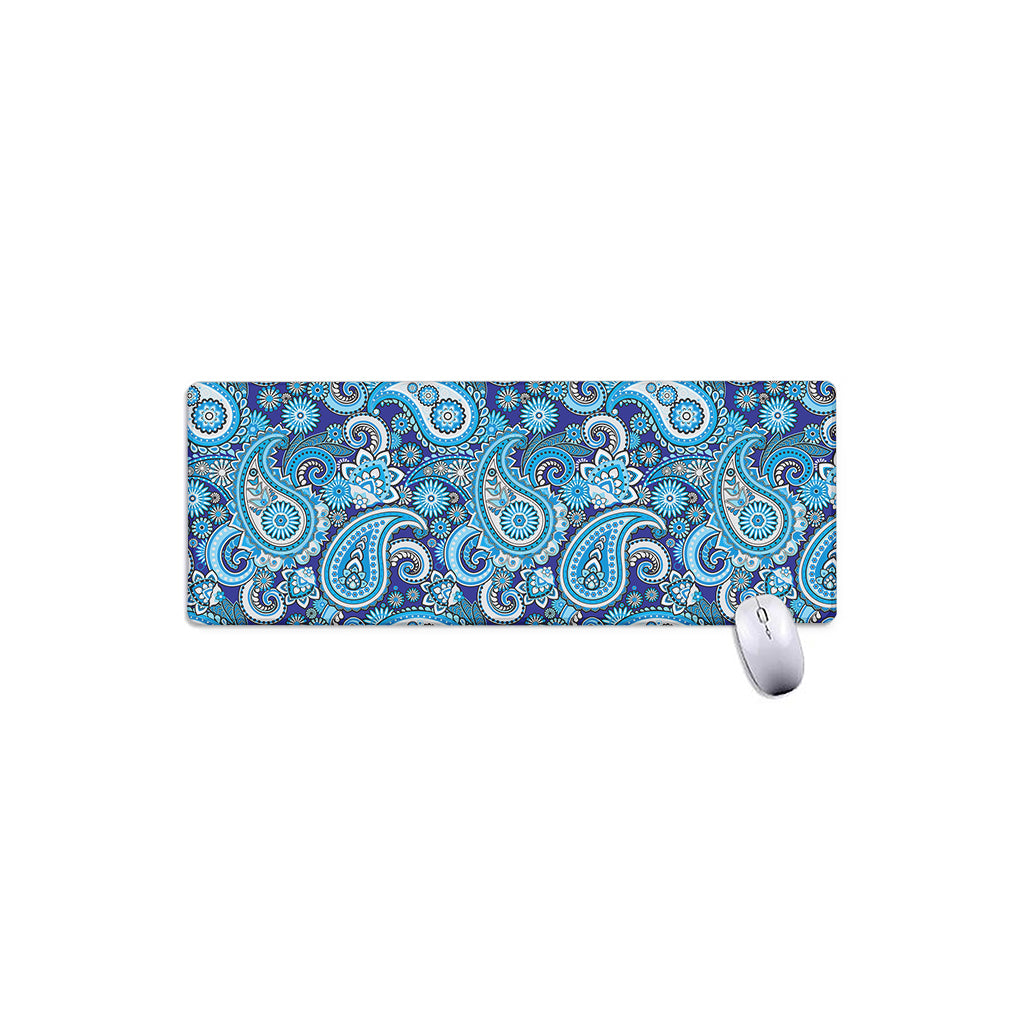 Blue Paisley Pattern Print Extended Mouse Pad