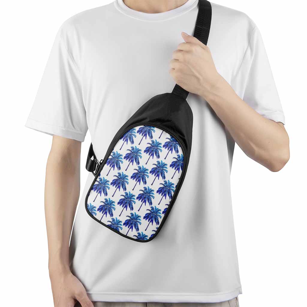 Blue Palm Tree Pattern Print Chest Bag