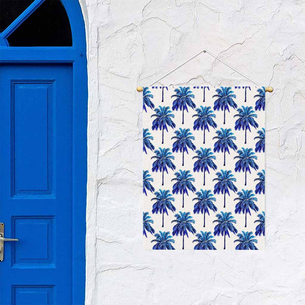Blue Palm Tree Pattern Print Garden Flag