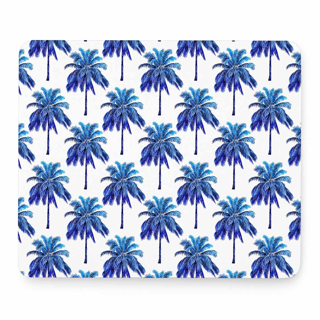 Blue Palm Tree Pattern Print Mouse Pad