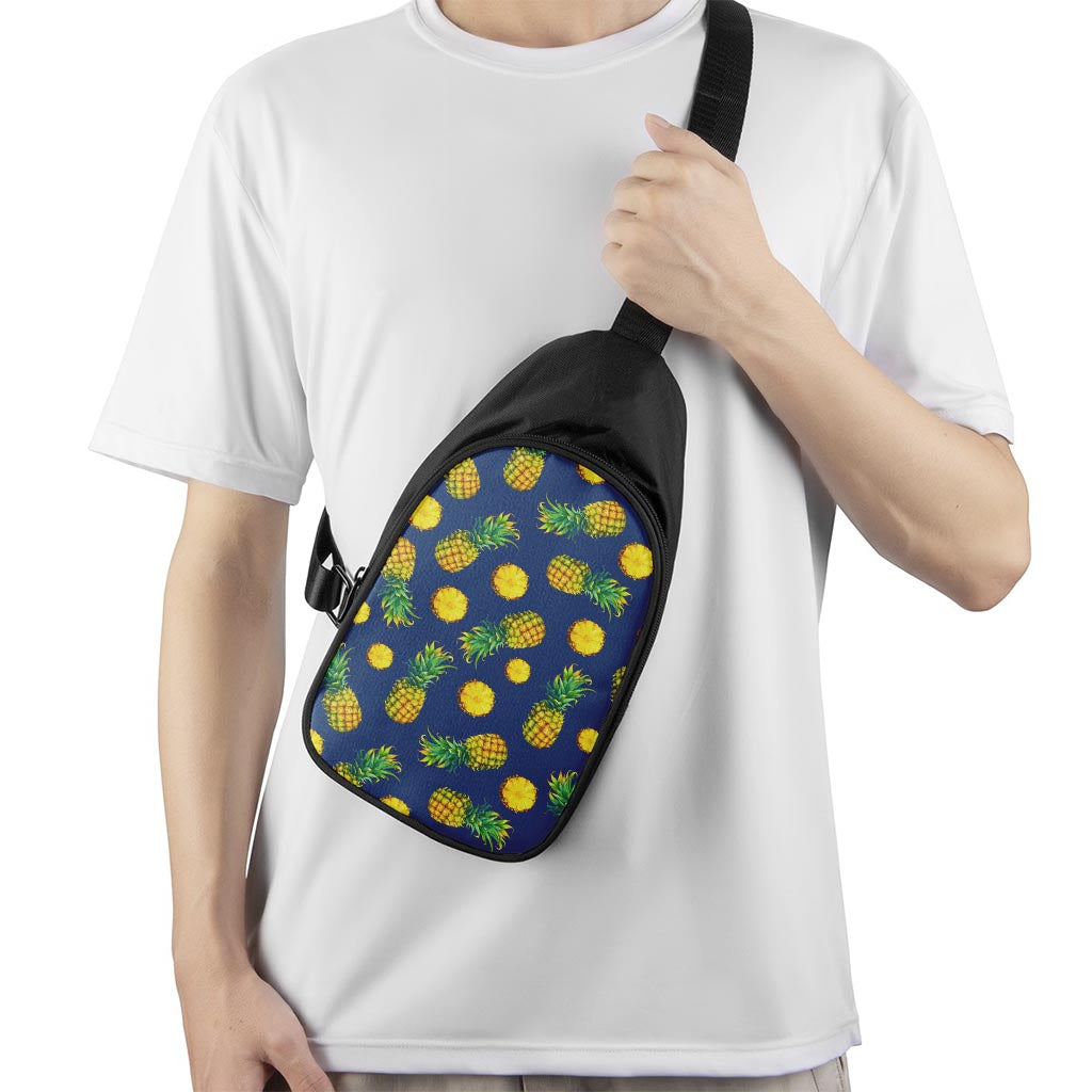 Blue Pineapple Pattern Print Chest Bag