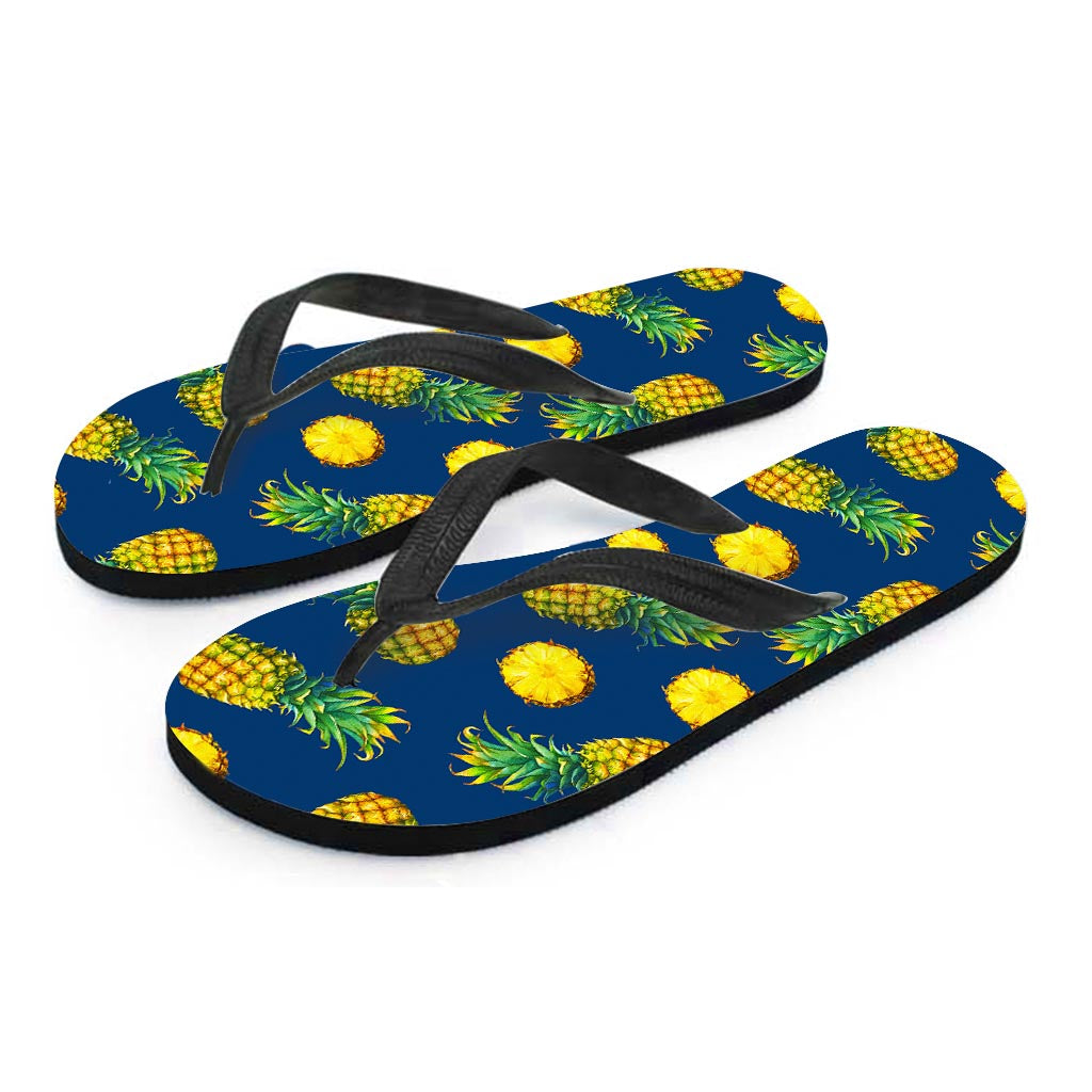 Blue Pineapple Pattern Print Flip Flops