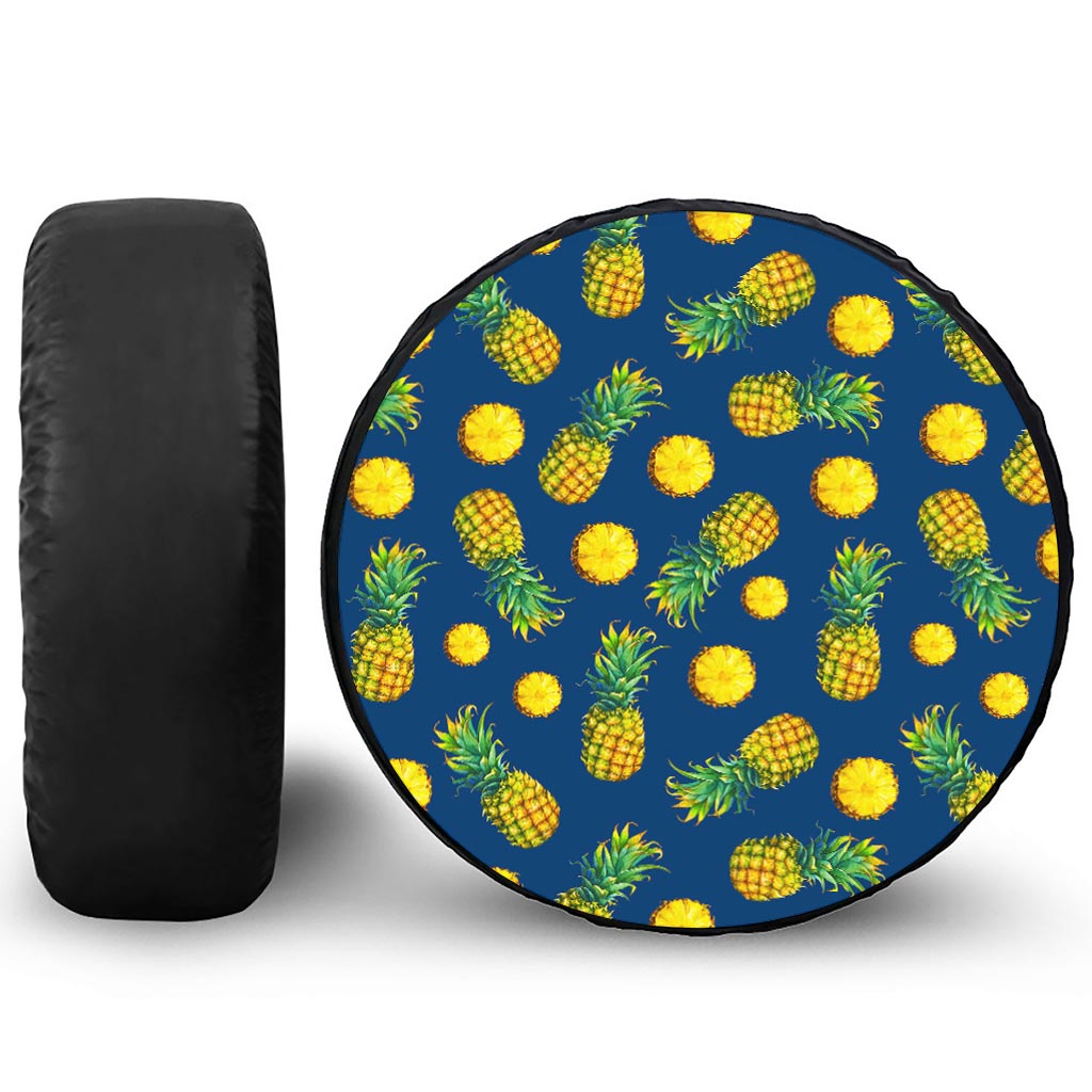 Blue Pineapple Pattern Print Tire Cover