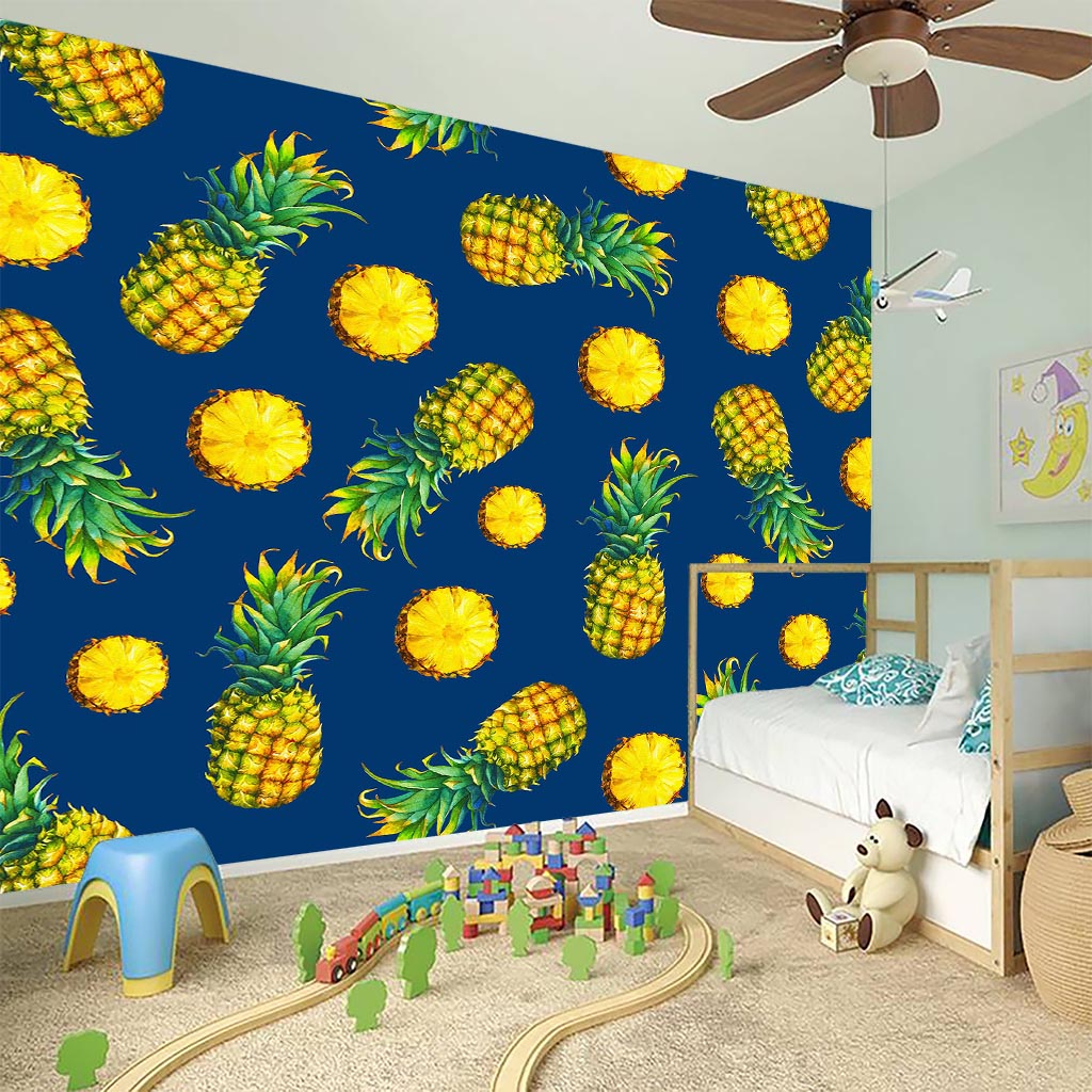 Blue Pineapple Pattern Print Wall Sticker