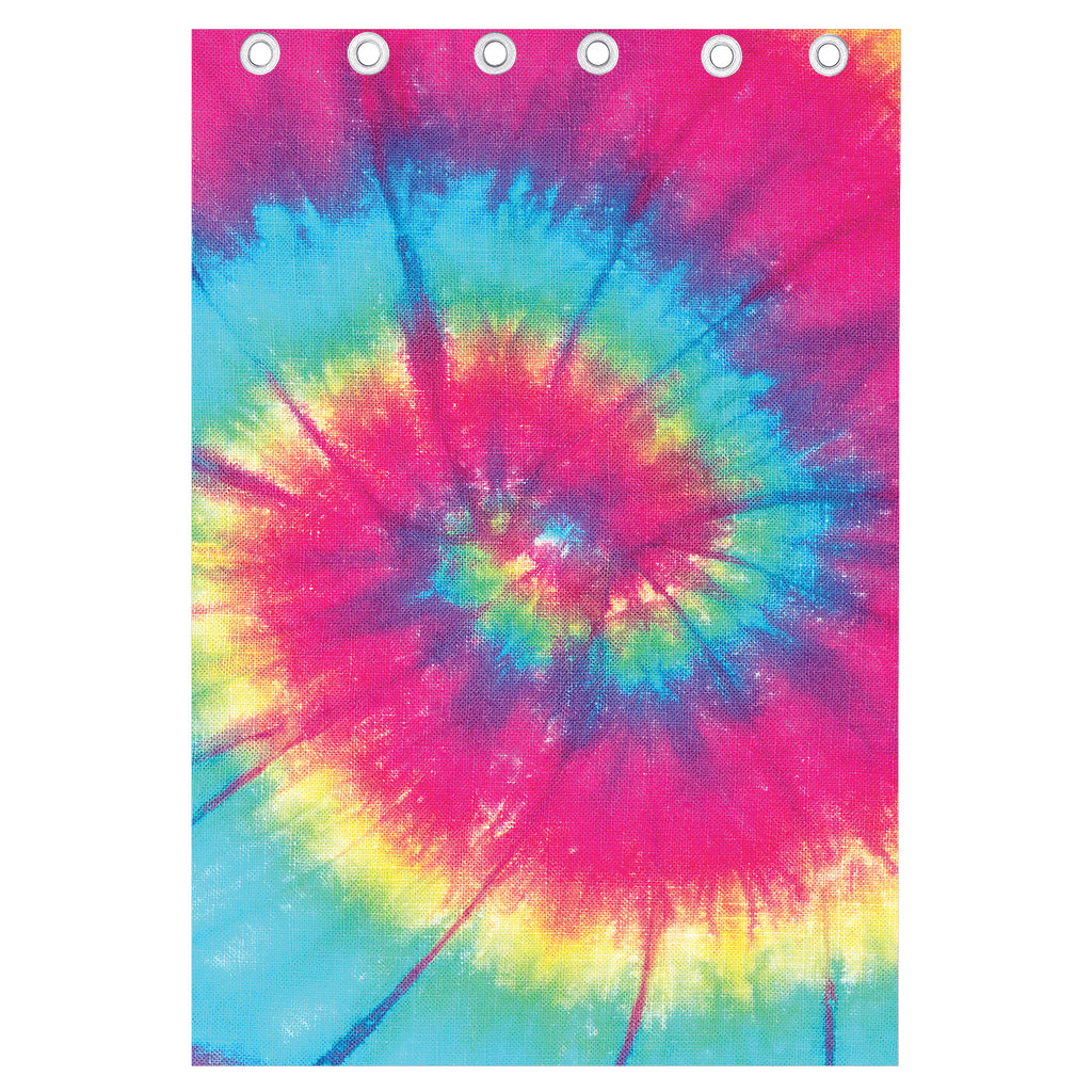 Blue Pink And Yellow Tie Dye Print Curtain