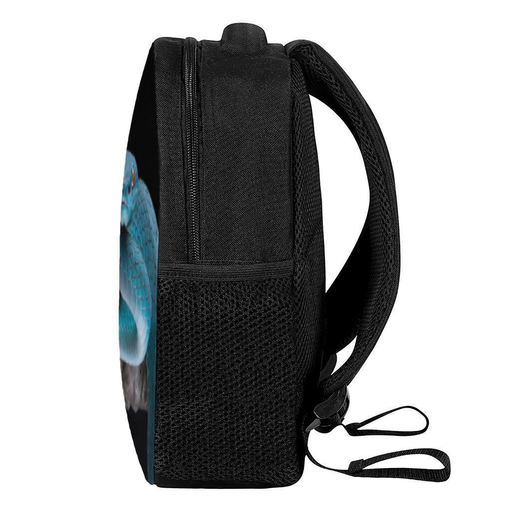Blue Pit Viper Snake Print Casual Backpack