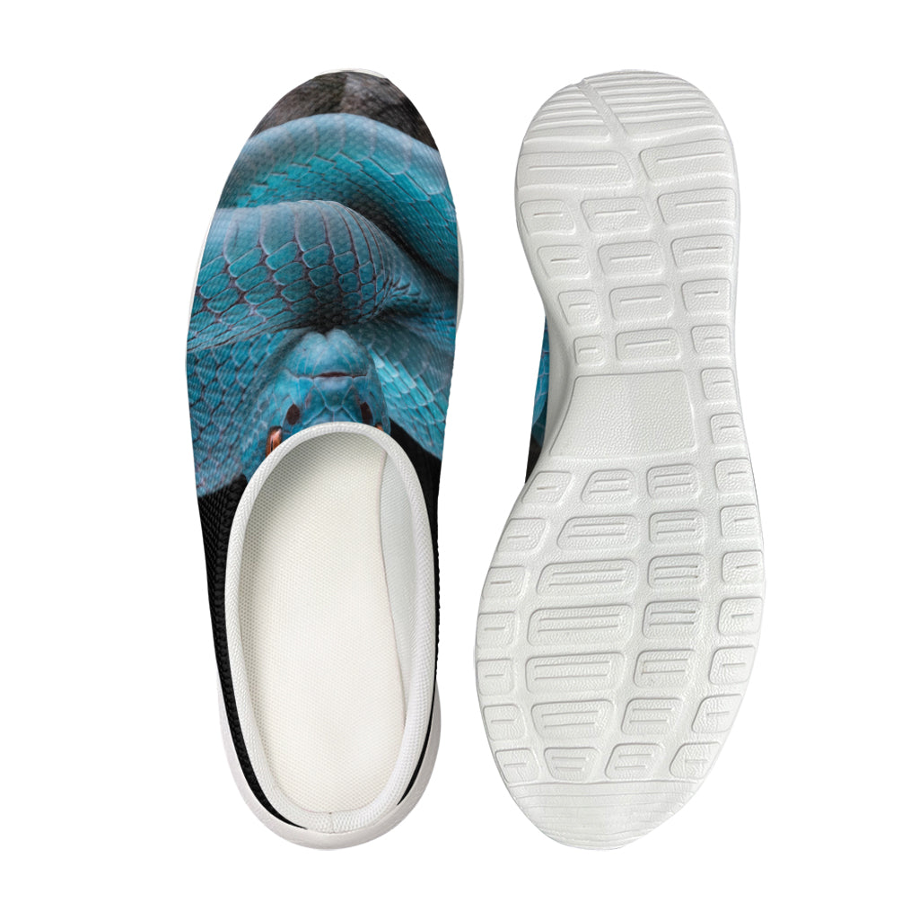 Blue Pit Viper Snake Print Mesh Casual Shoes