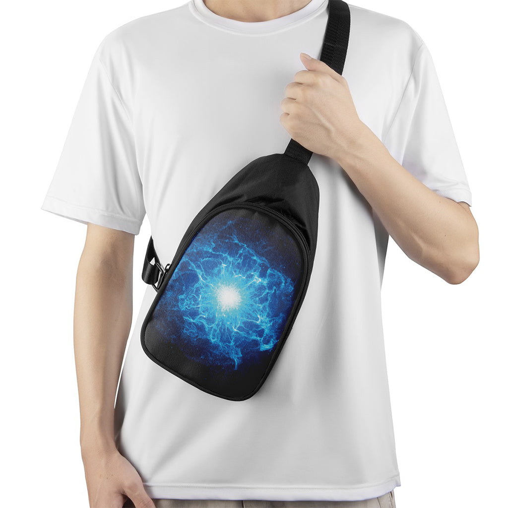 Blue Plasma Energy Print Chest Bag