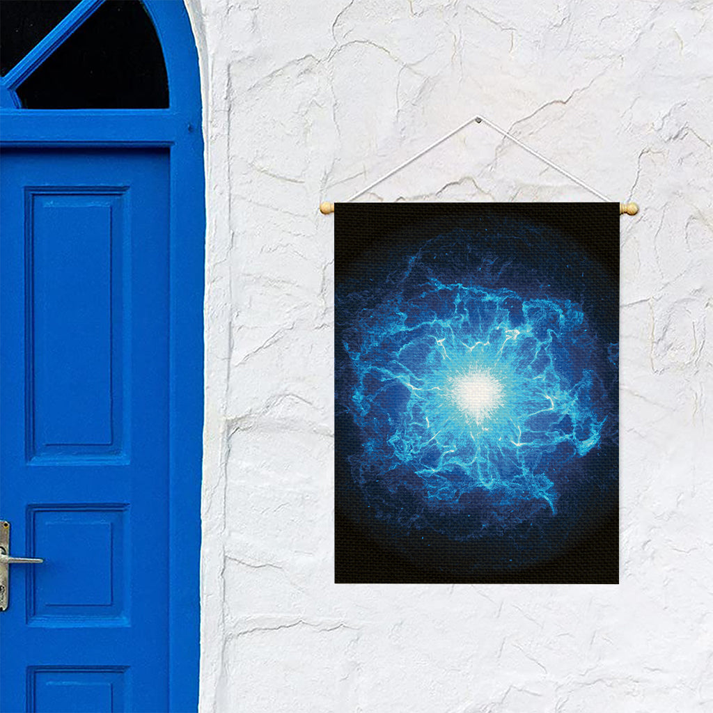 Blue Plasma Energy Print Garden Flag
