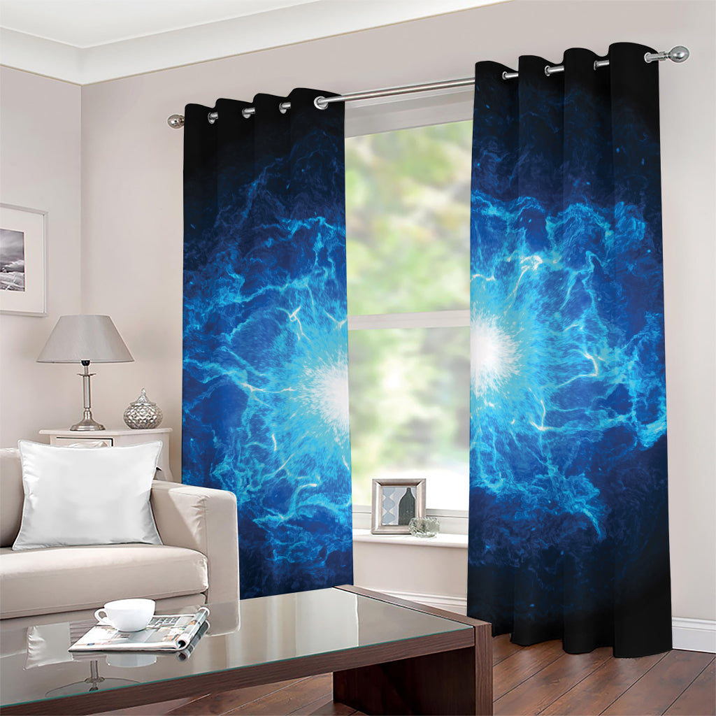 Blue Plasma Energy Print Grommet Curtains