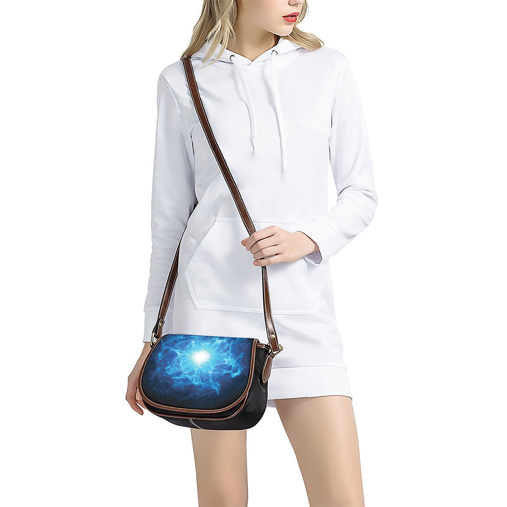 Blue Plasma Energy Print Saddle Bag