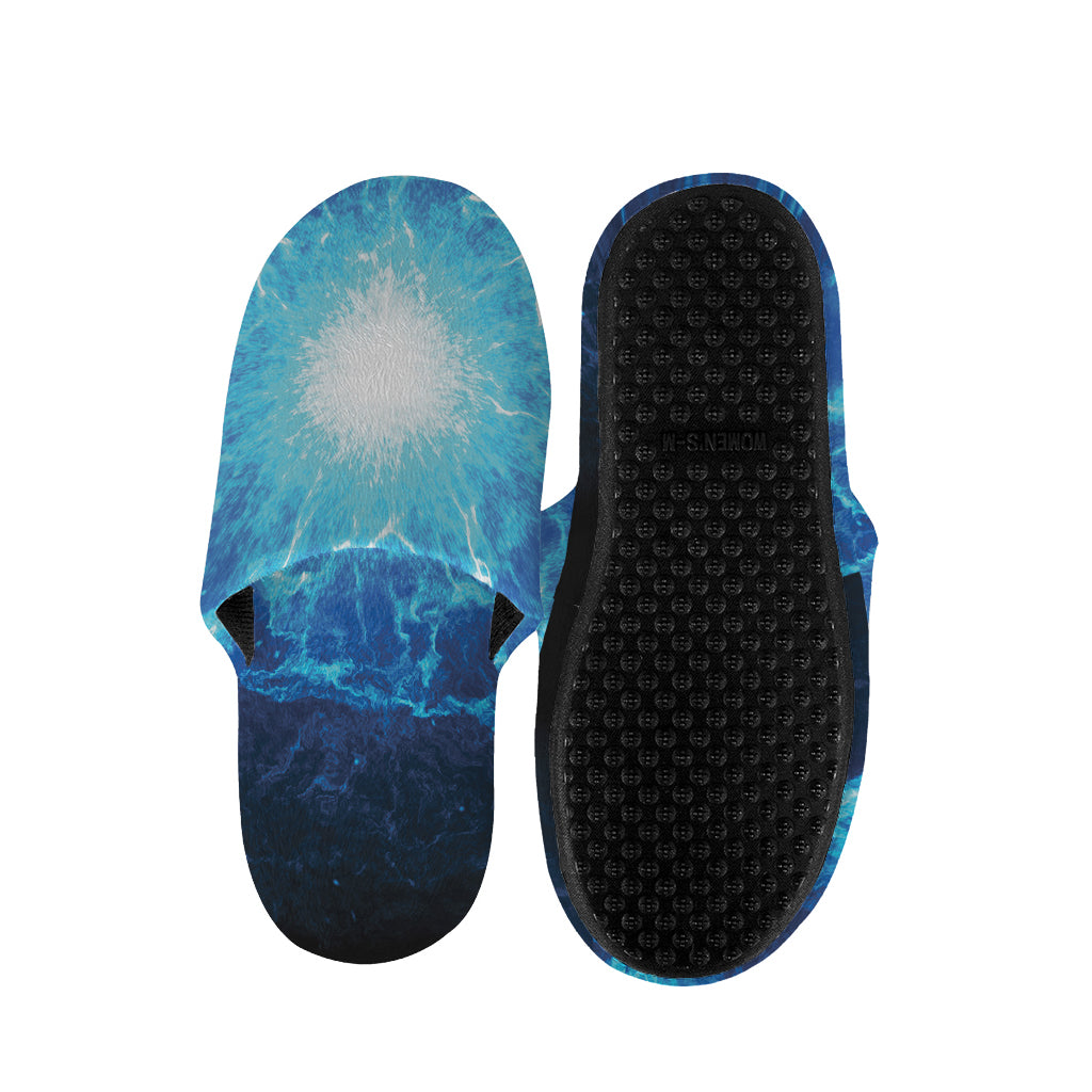 Blue Plasma Energy Print Slippers