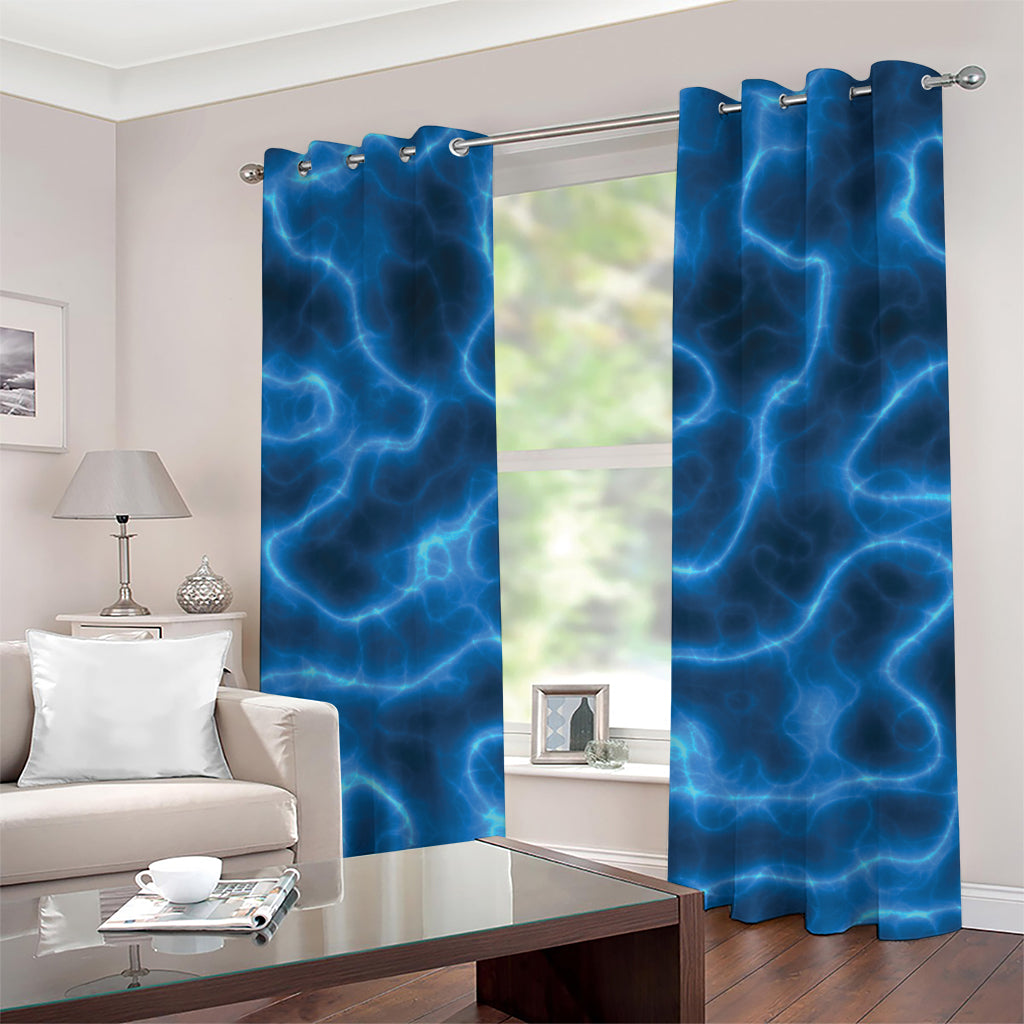 Blue Plasma Print Grommet Curtains
