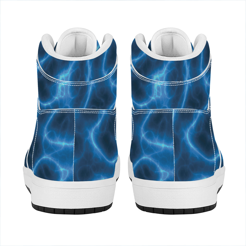 Blue Plasma Print High Top Leather Sneakers