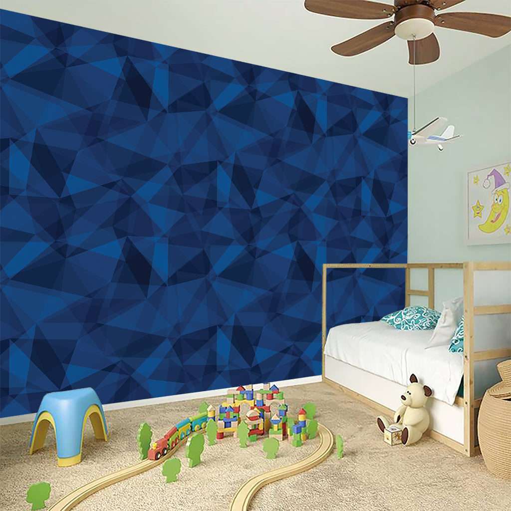 Blue Polygonal Geometric Print Wall Sticker
