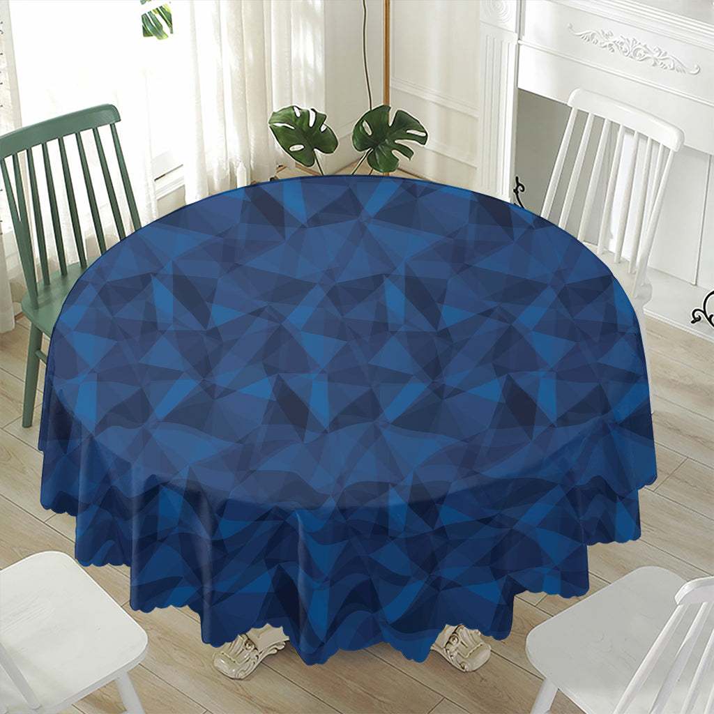 Blue Polygonal Geometric Print Waterproof Round Tablecloth