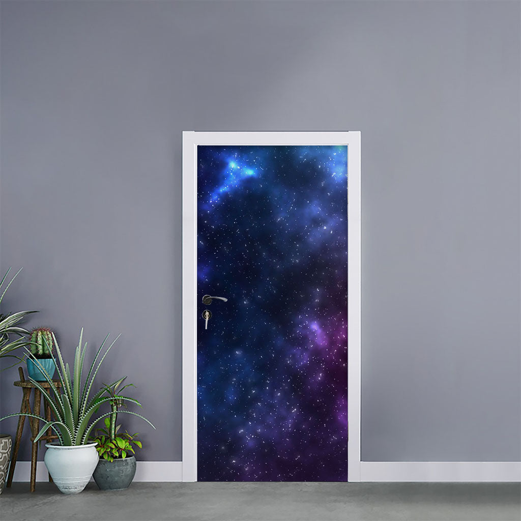 Blue Purple Cosmic Galaxy Space Print Door Sticker