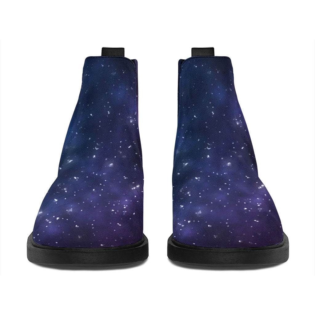 Blue Purple Cosmic Galaxy Space Print Flat Ankle Boots