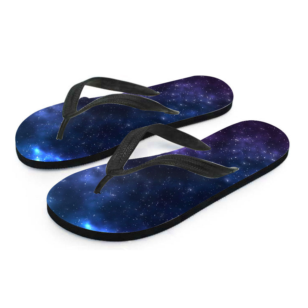 Blue Purple Cosmic Galaxy Space Print Flip Flops
