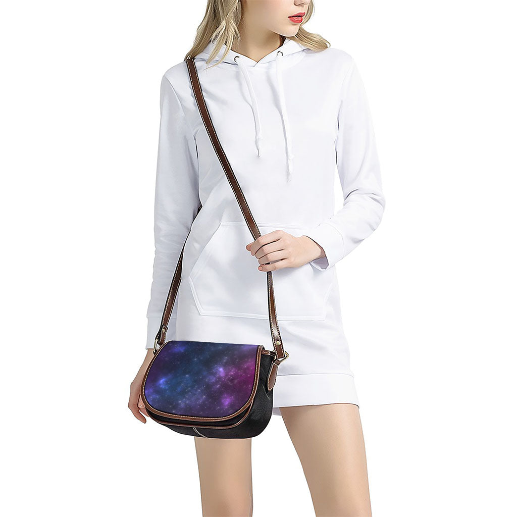 Blue Purple Cosmic Galaxy Space Print Saddle Bag