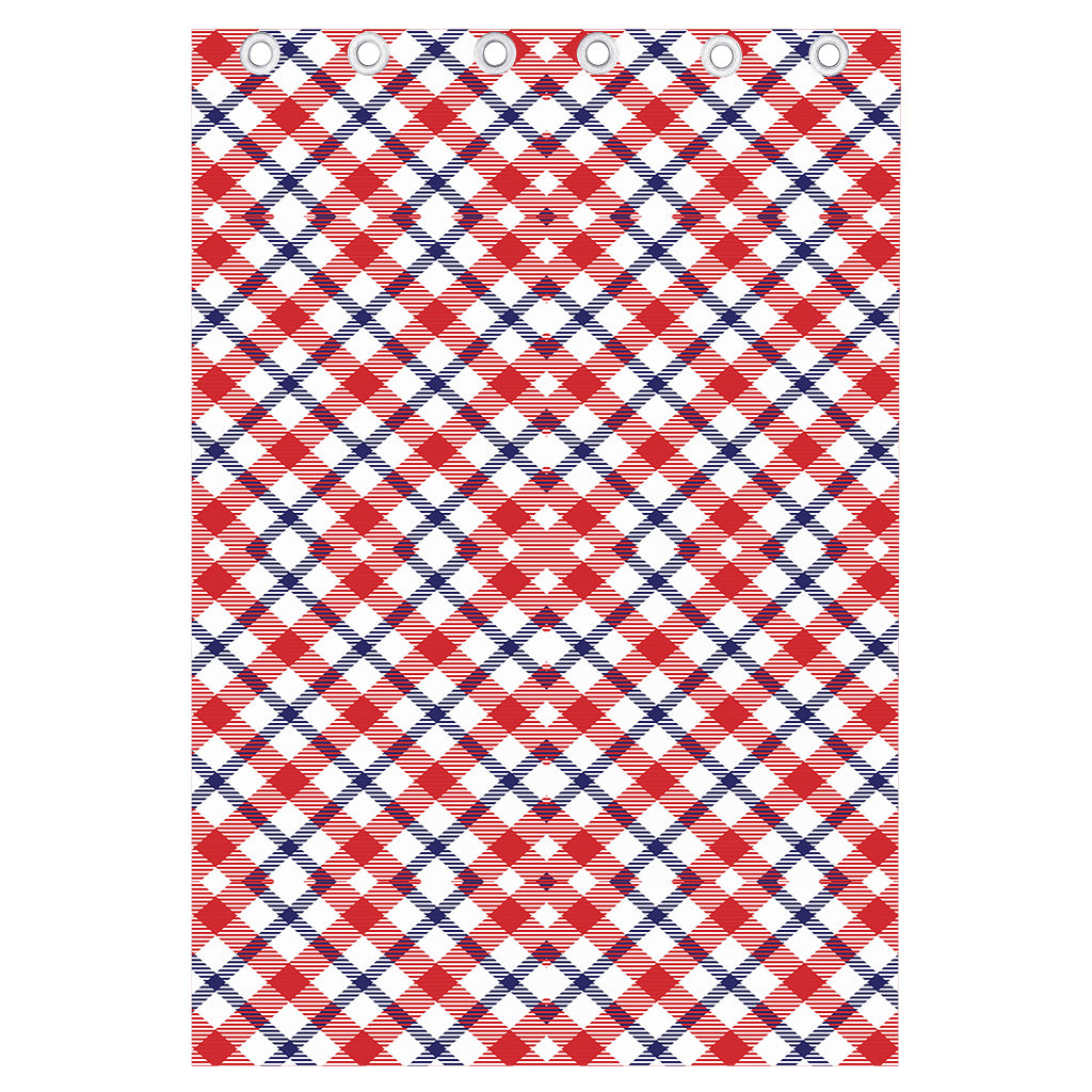 Blue Red And White American Plaid Print Curtain