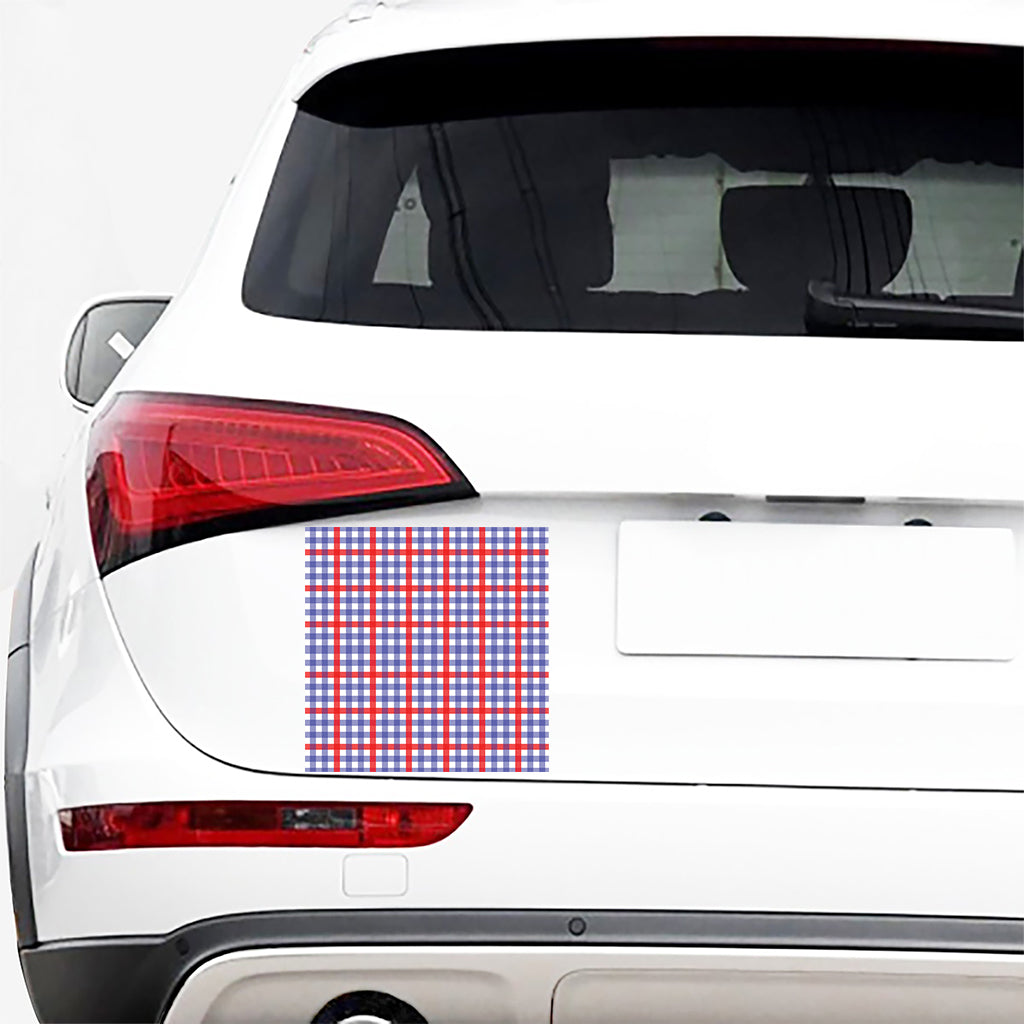 Blue Red And White Check Pattern Print Car Sticker