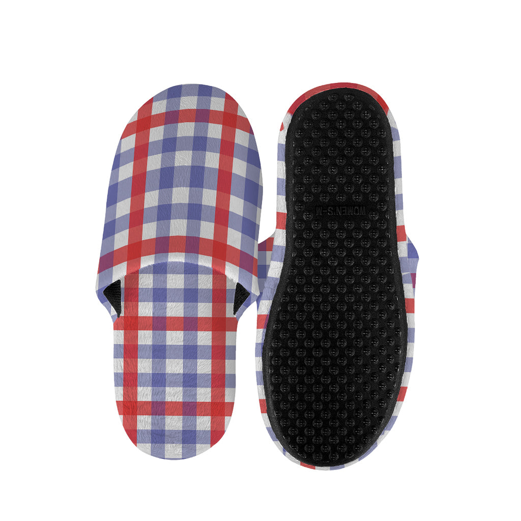 Blue Red And White Check Pattern Print Slippers