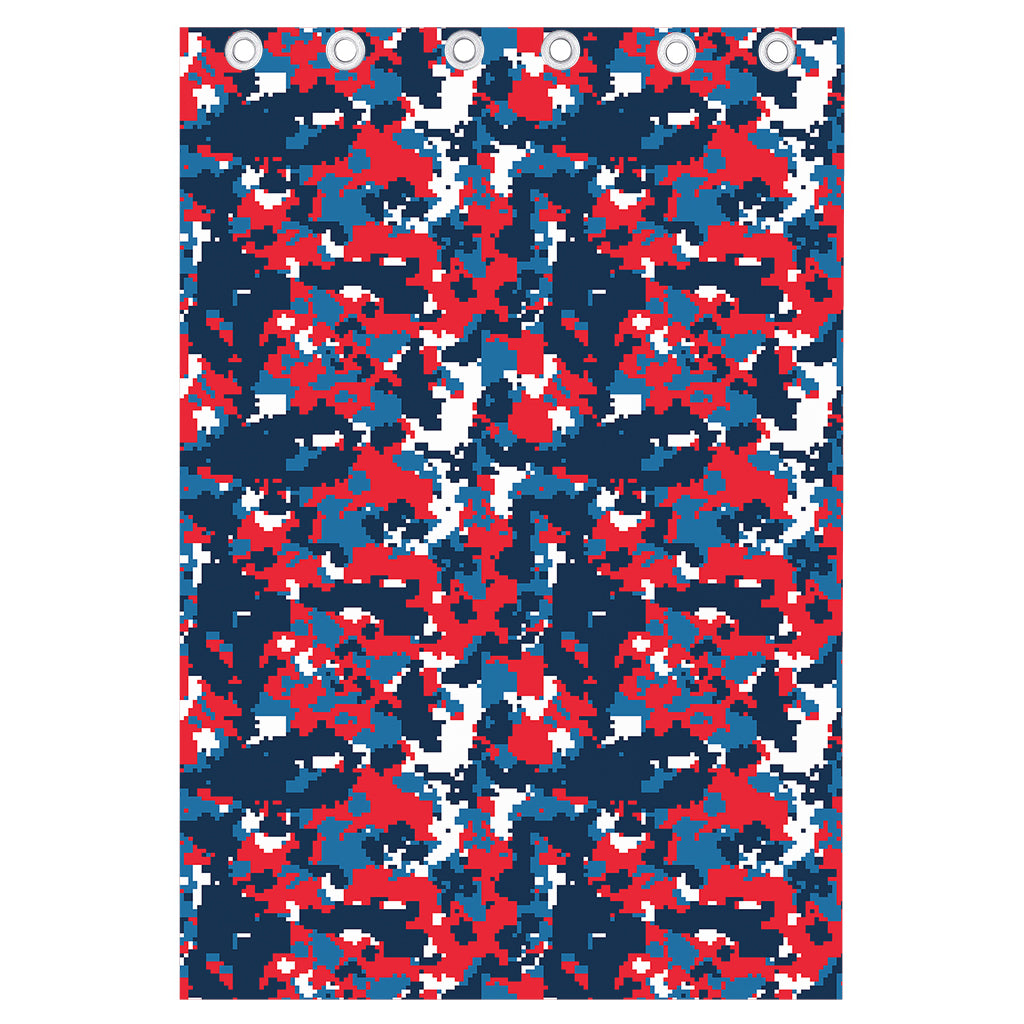 Blue Red And White Digital Camo Print Curtain