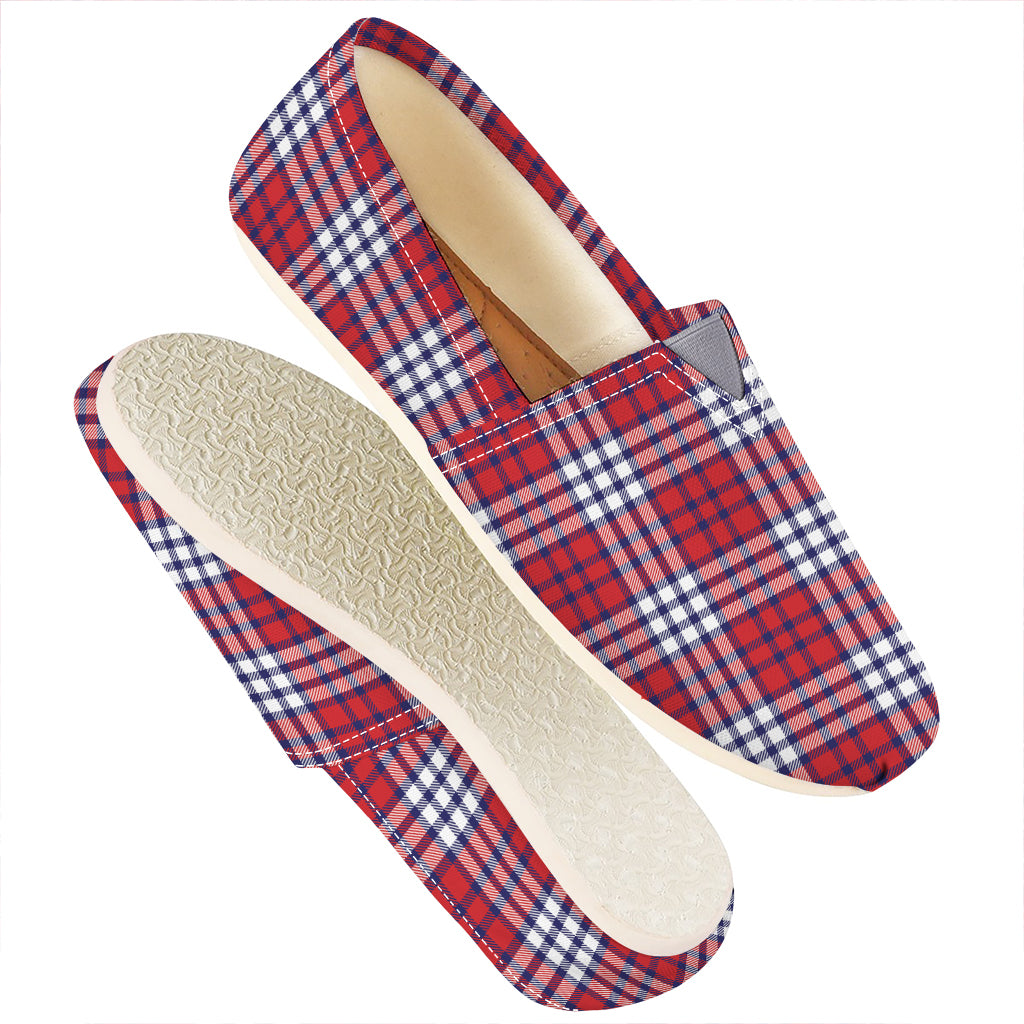 Blue Red And White USA Plaid Print Casual Shoes