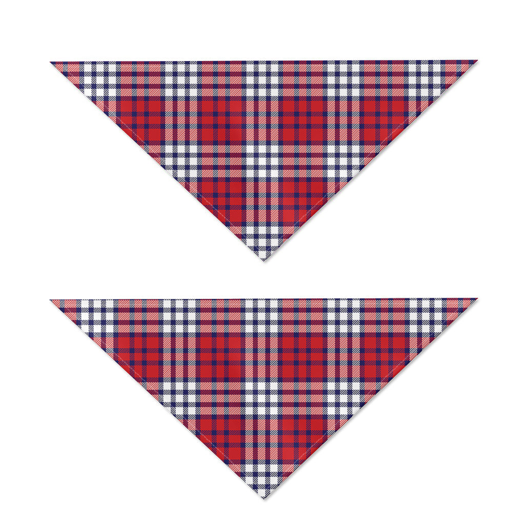 Blue Red And White USA Plaid Print Dog Bandana